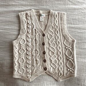 L.L. Bean Cream Cable Knit Sweater Vest